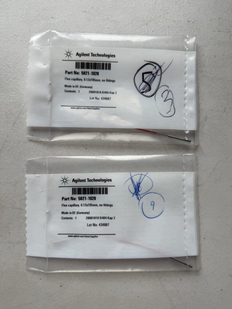 Lot of 2 - Agilent 5021-1820 Flex Capillary 0.12x105mm , no fittings - New