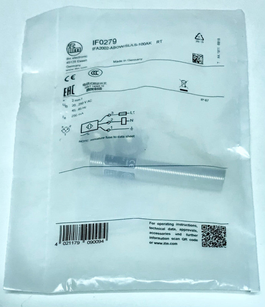IFM IF0279 Proximity Sensor IFA2002 ABOW SL LS 100AK RT