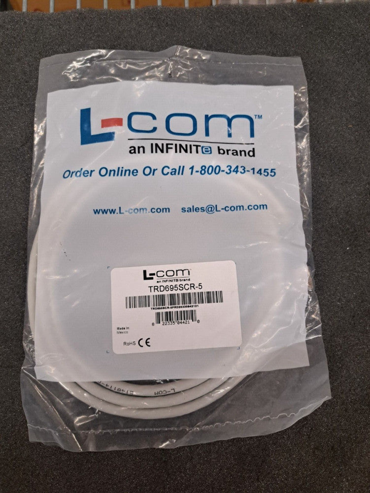 New, L-Com, TRD695SCR-5, ENET CORD, CAT6, RJ45 PLUG-PLUG, 1.5M