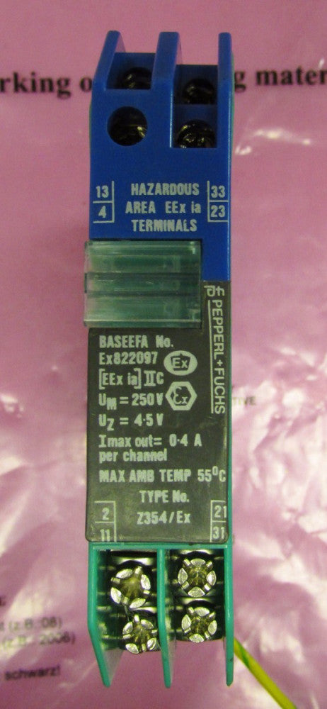 PEPPERL FUCHS Type Z354/EX BASEEFA EX822097 Safety Barrier Relay Z354 EX