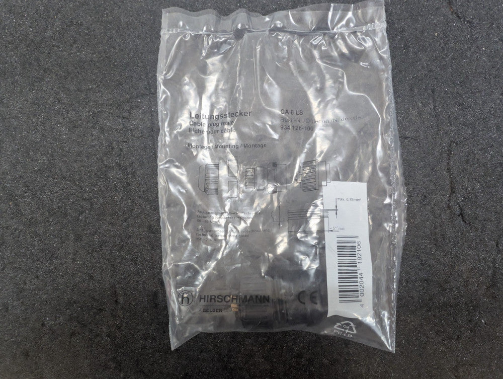 New, Hirschmann, CA 6 LS, CONN RCPT MALE 7P SOLDER CUP