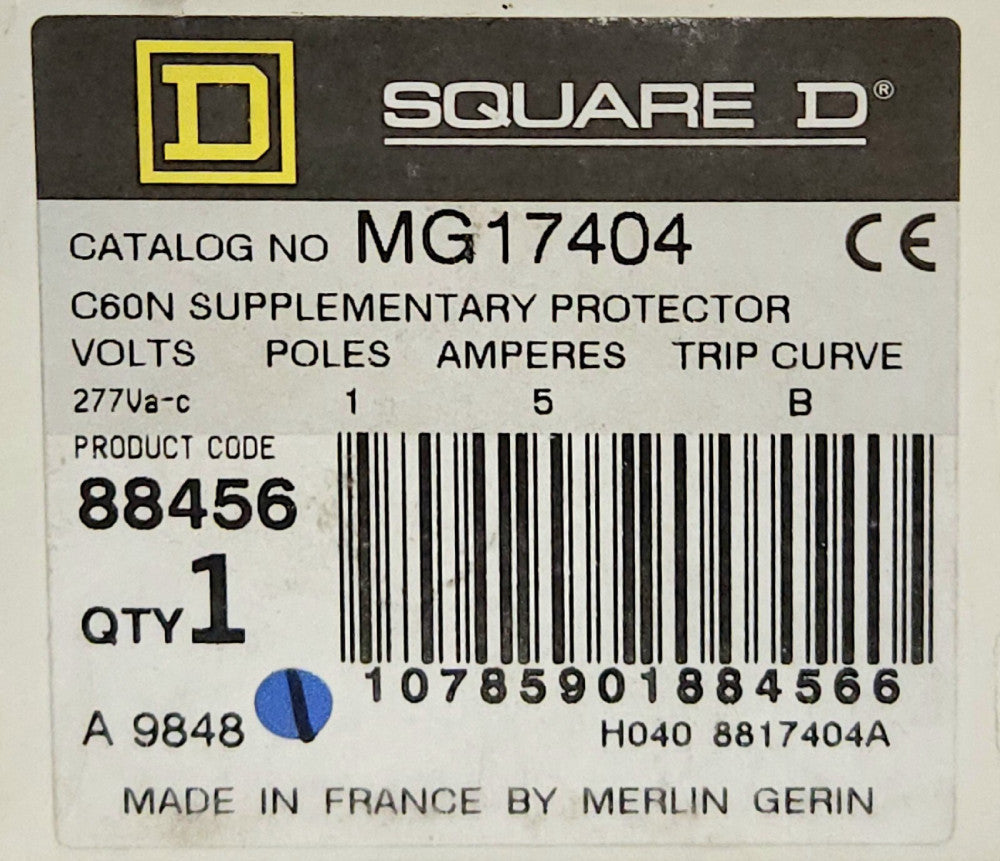 SQUARE D MG17404 Single Pole 5 AMP 277 VAC Miniature Circuit Breaker
