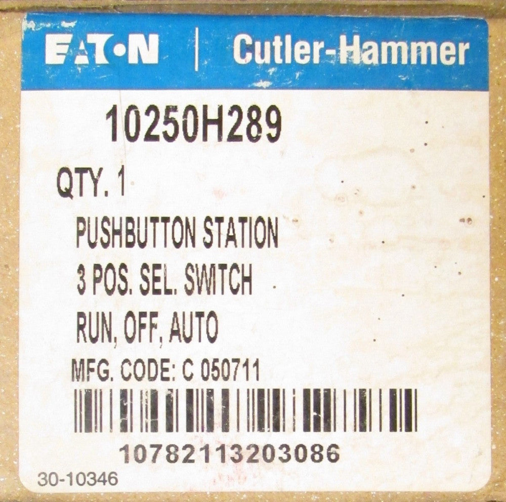 Eaton Cutler Hammer 10250H289 3 Position Selector Switch PushButton Statiion