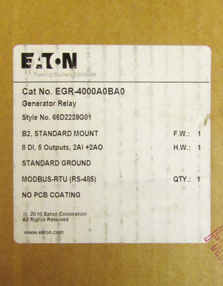 EATON CUTLER HAMMER EGR 4000A0BA0 Generator Protection Relay 66D2239G01