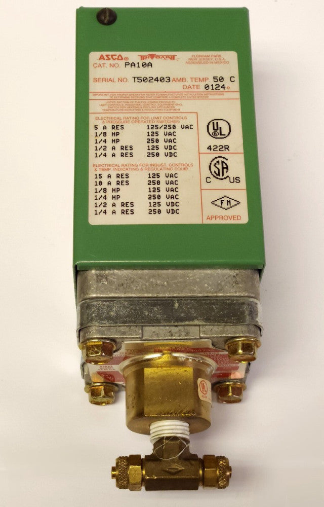 ASCO PA10A RF10A11 Pressure Switch 20-200 PSI 28 PSIG