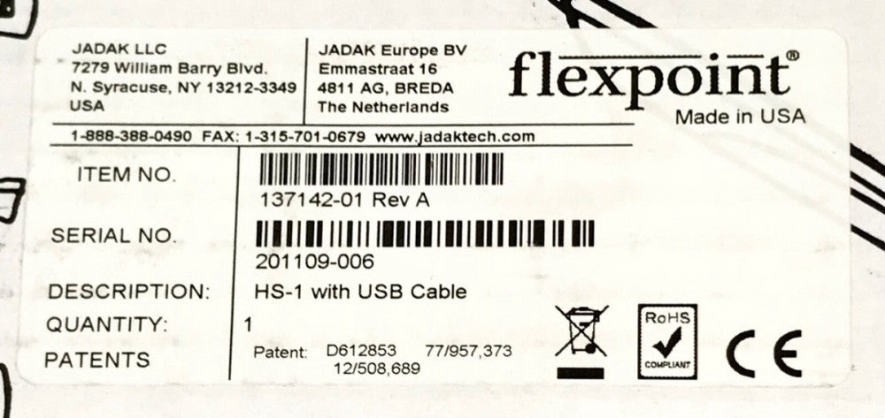 FLEXPOINT JADAK HS-1 W/ USB Cable 137142 01 BAR Code Reader Scanner