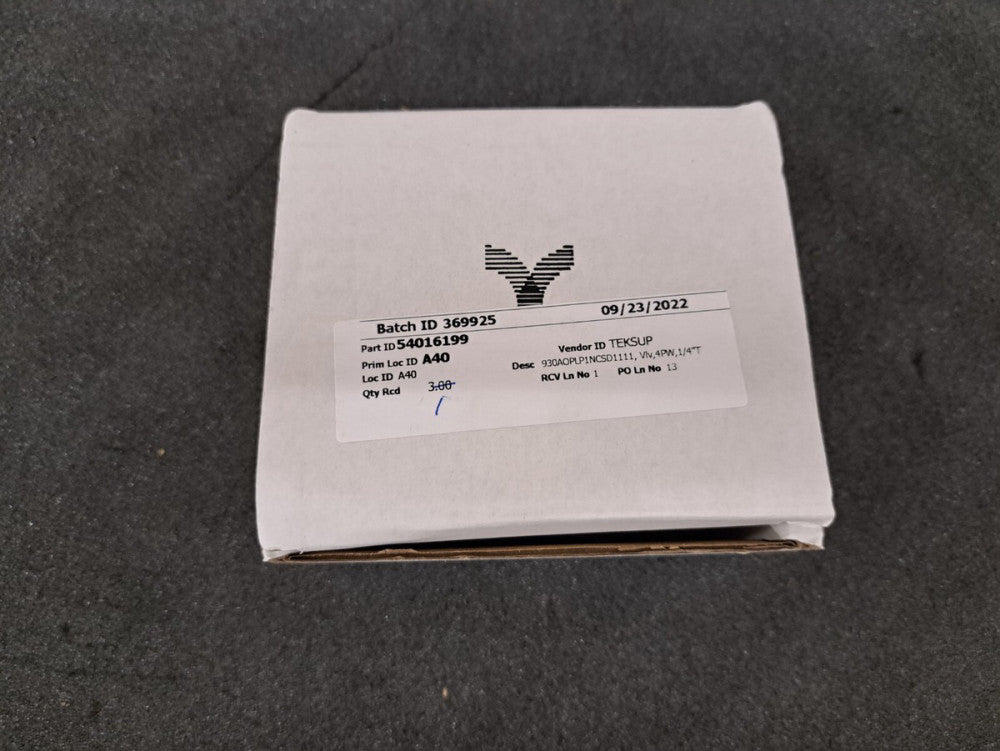 New, Parker, 54016199, ULTRA HIGH PURITY LOW FLOW, LOW PRESSURE DIAPHRAGM VALVE