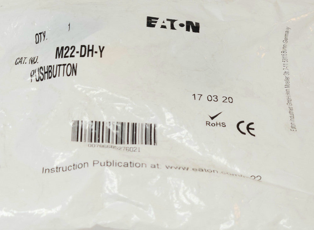 EATON M22 DH Y Non Illuminated Yellow Extended Head Pushbutton Operator