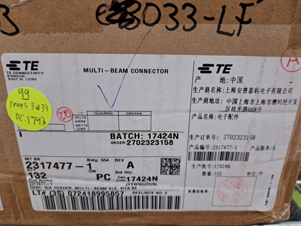 1 Piece AMP/Tyco, 2317477-1 Heavy Duty Pwr Connectors R/A HEADER, MULTI BEAM XLE