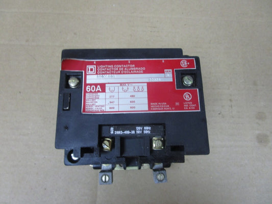 SQUARE D LIGHTING CONTACTOR 8903SP01 SER A 60A 120V COIL