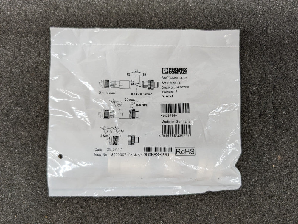 New, Phoenix Contact, SACC-MSD-4SC, SH PN SCO Connector 4mm..8mm -  Lot of 2pcs