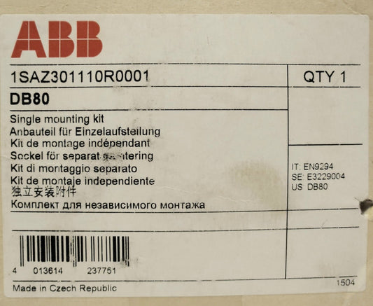 ABB DB80 AB80 Thermal Overload Relay Single DIN RAIL Mounting Kit 1SAZ301110R000