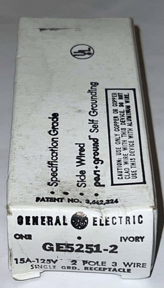 GENERAL ELECTRIC GE GE5251 2 Single Ground Receptacle Ivory 2 Pole 3 Wire