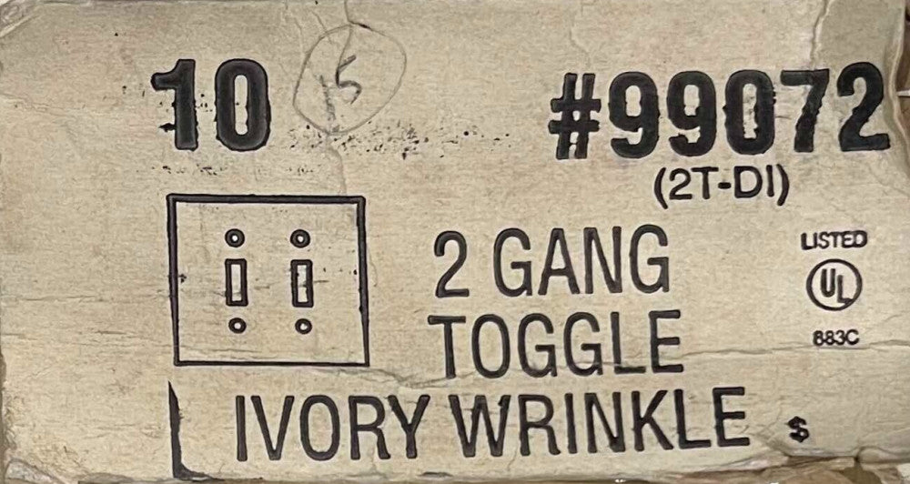 (LOT OF 8) MULBERRY 99072 2 Gang Toggle Ivory Wrinkle Wallplate 2T-DI METAL