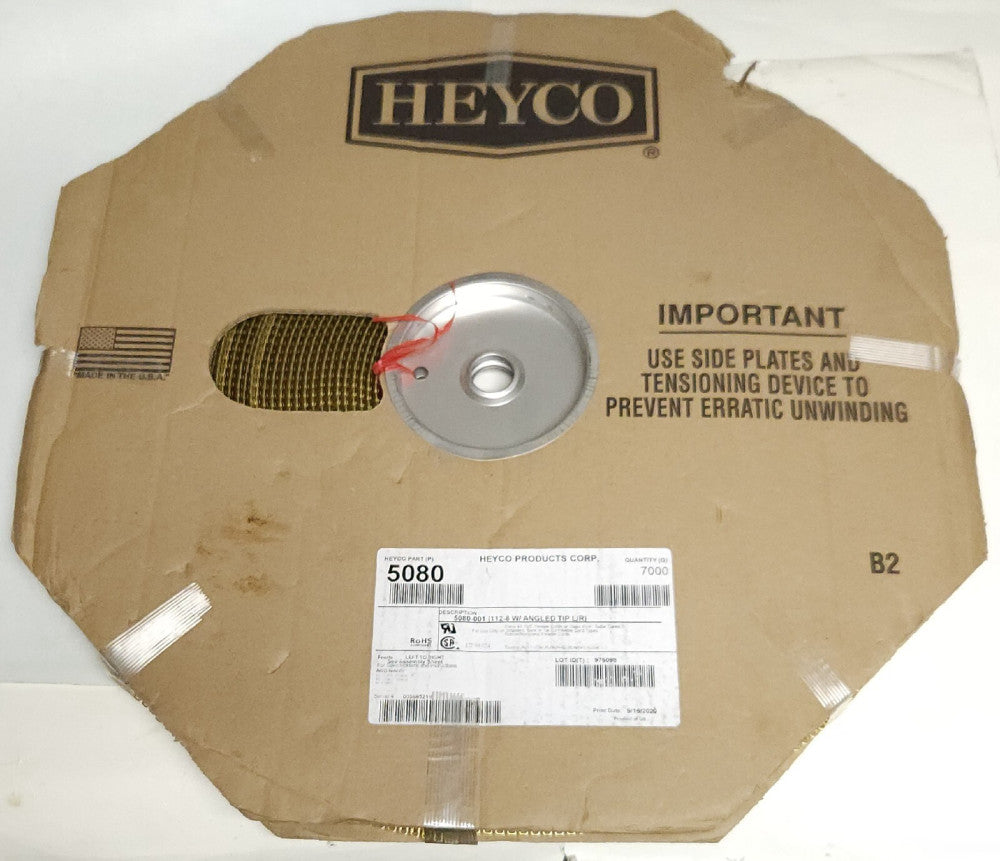 HEYCO 5080-001 112-8 W/ Angled TIP Left to Right 5080 14 16 18 AWG Reel of 7000