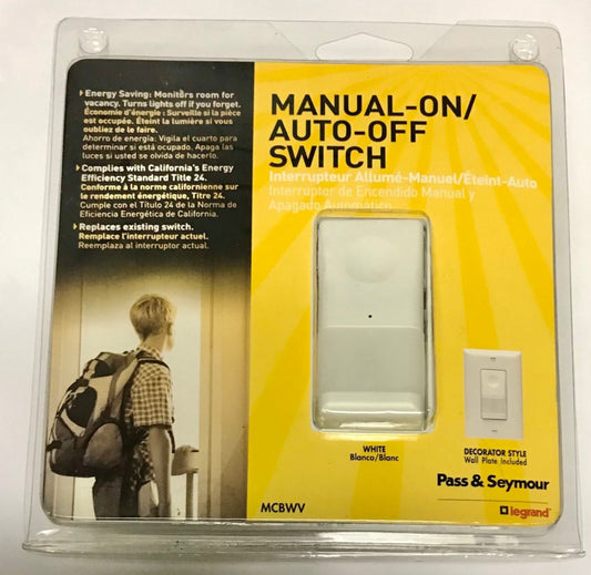 PASS & SEYMOUR Legrand MCBWV Manual ON Auto OFF Light Switch WHITE