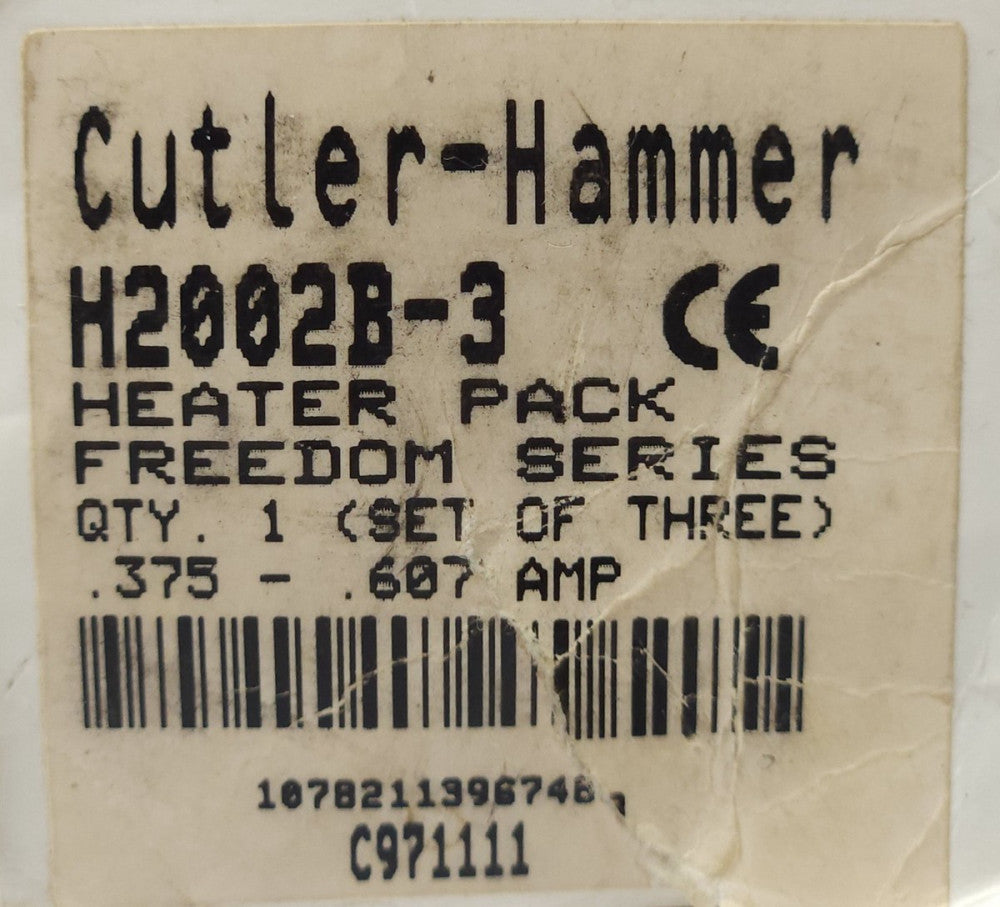 EATON CUTLER HAMMER H2002B-3 Freedom Series Heater PACK H2002B 3 .3750.607 AMP