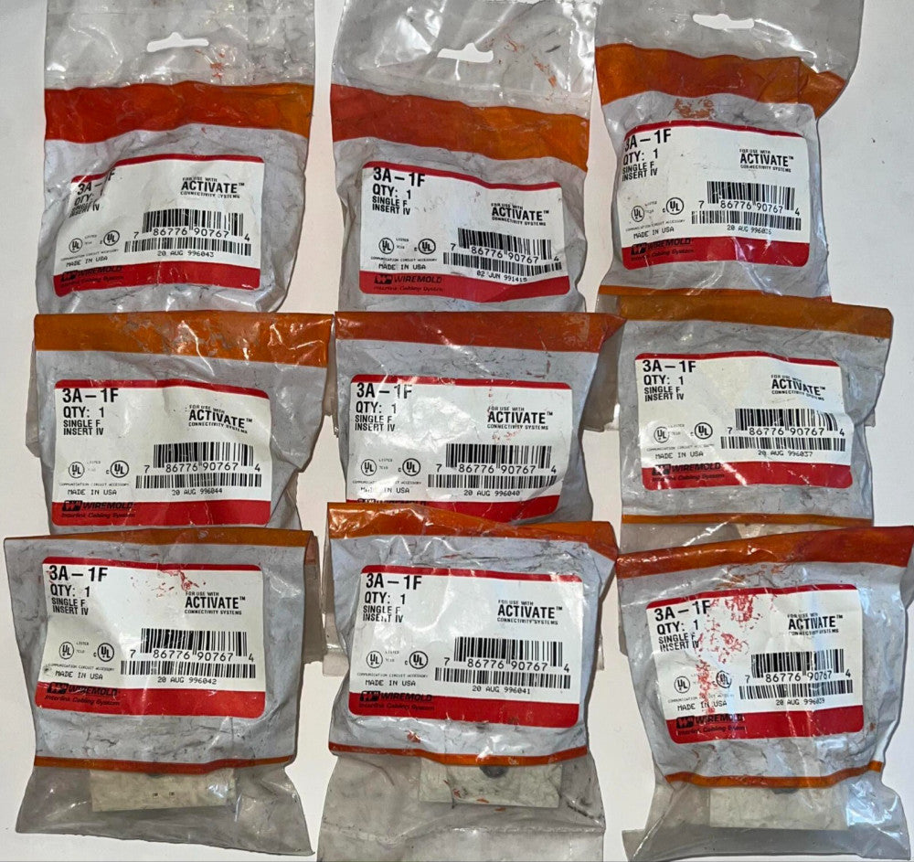 (LOT OF 9) WIREMOLD 3A 1F Single F Insert IV