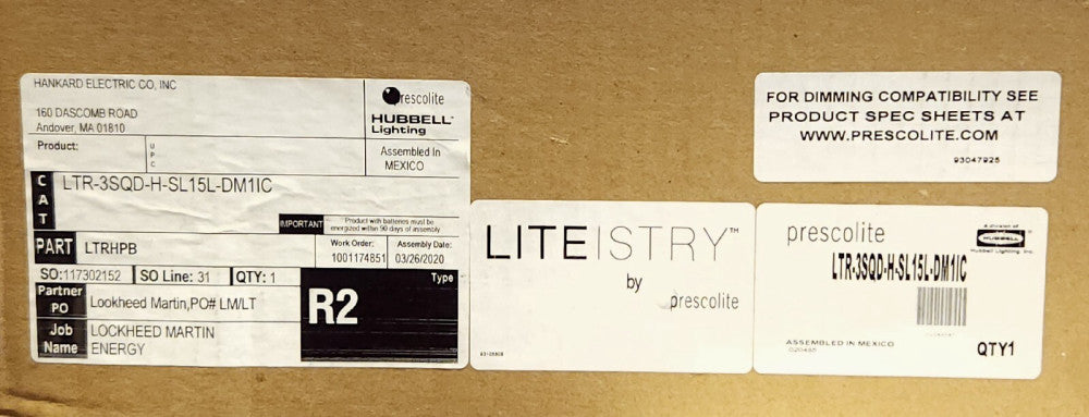 HUBBELL LTR 3SQD H SL 15L DM1IC PRESCOLITE DOWN Light Assembly LITISTRY