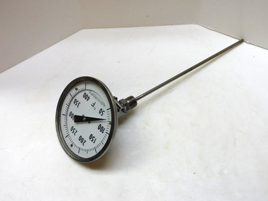 ASHCROFT 50-400°F GAUGE 5" FACE 12" STEM 1/4" STEM OD 1/2" NPT THREADS