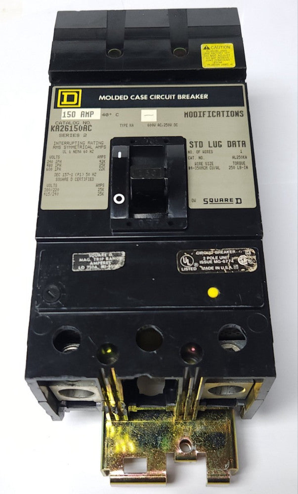 SQUARE D KA26150AC 2 Pole 150 AMP Type KA I LINE Circuit Breaker 600 VAC