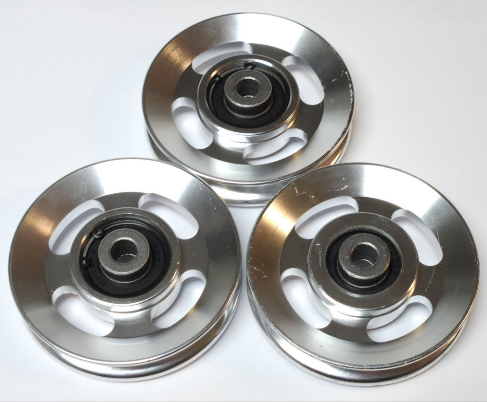 LOT OF 3 UNIVERSAL  3 1/2" Aluminum Alloy 3.5 Inch 90mm Pulley Wheel 6202RS MBN-