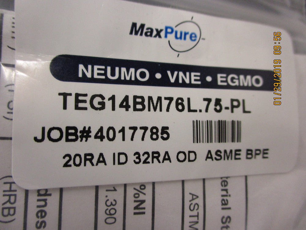 TEG14BM76L.75-PL MaxPure 3/4 Long Ferrule, T316L Stainless, Clamp BRAND NEW!