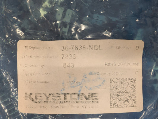 New, Keystone, 7836, CONNECTOR QC TAB 0.250 SOLDER -  Lot of 100pcs