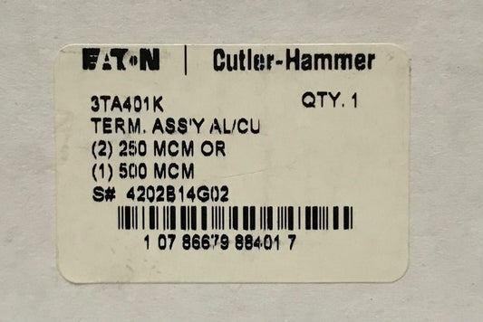 EATON CUTLER HAMMER 3TA401K 3 Pole K Frame Type KD HKD Lug Terminal Kit 