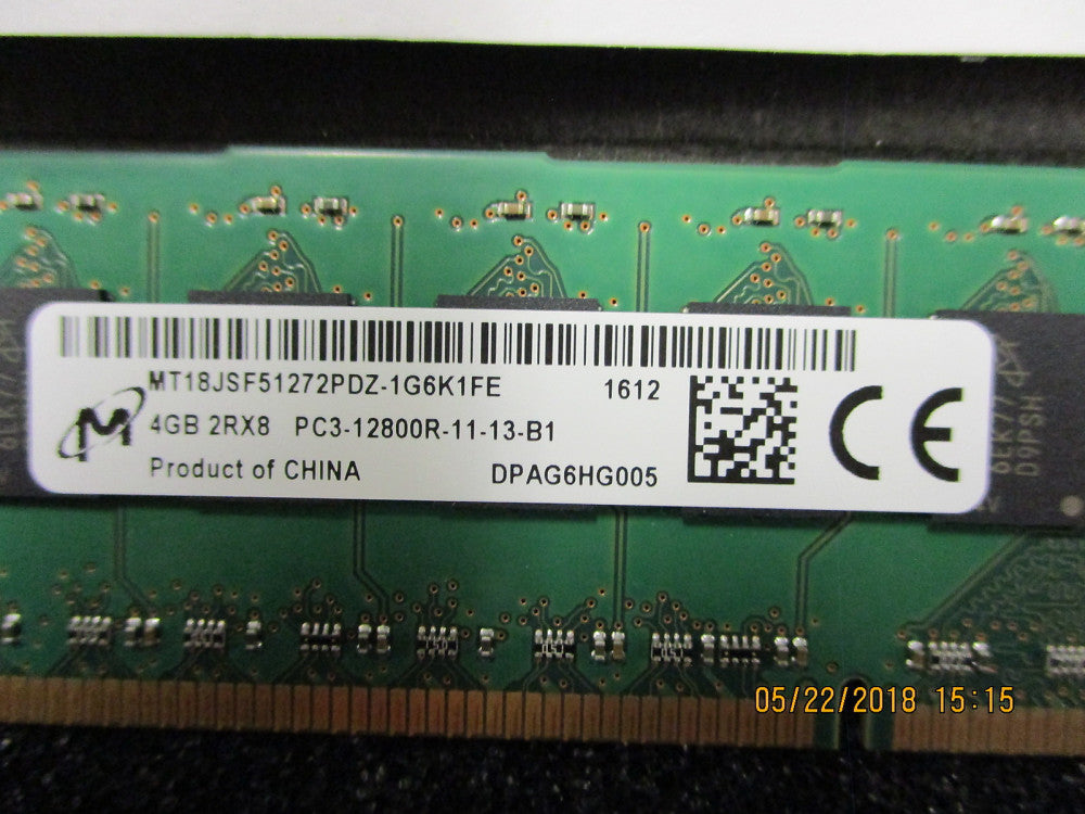 MT18JSF51272PDZ-1G6K1FE Micron Tech 4GB PC3L-12800R DDR3-1600 REG EC Clean Pull!