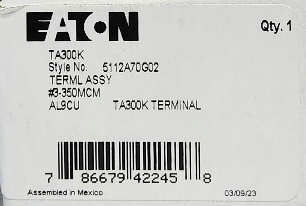 EATON CUTLER HAMMER TA300K ILSCO D2893 K Frame Breaker Lug Terminal Type KD HKD