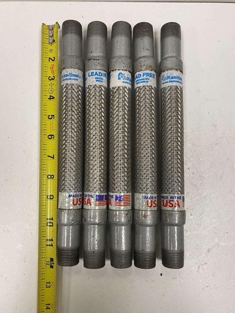 Lot of 5 Unused 12" Stainless Flex Hose , Steel painted ends 