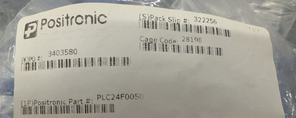 New, Positronic, PLC24F0050, Power to the Board Power Connector - 3 Row, 24 size