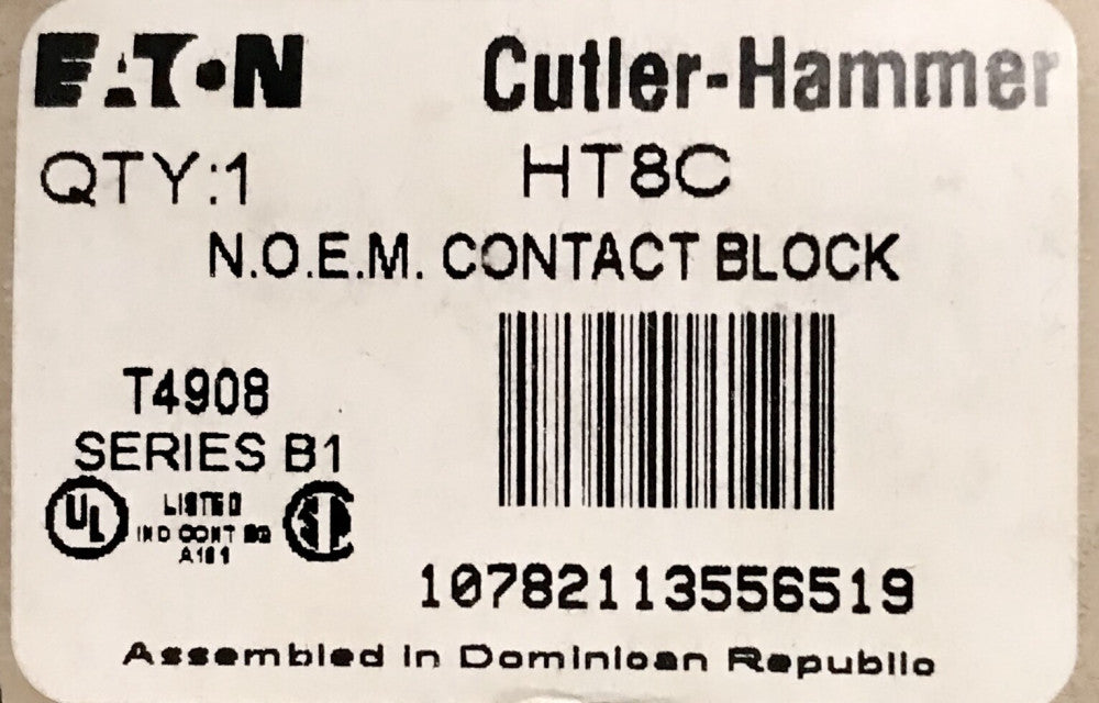 EATON CUTLER HAMMER HT8C A600 N.O.E.M Pushbutton Contact Block Normal Open Early