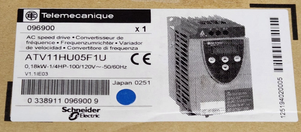 TELEMECANIQUE ALTIVAR ATV11HU05F1U 1/4HP .18 kw 100-120 AC Speed Drive