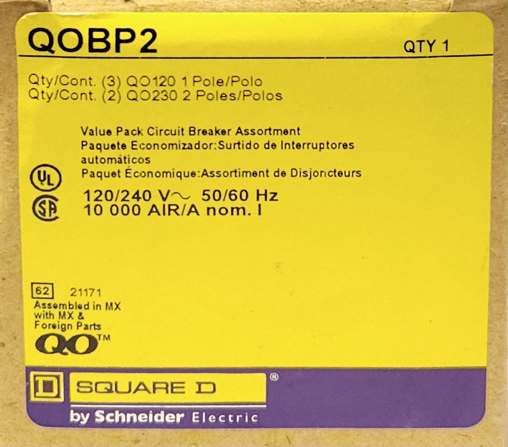 SQUARE D QOBP2 BULK PACK Type QO 3 QO120 2 QO230 Circuit Breaker Value  Pack