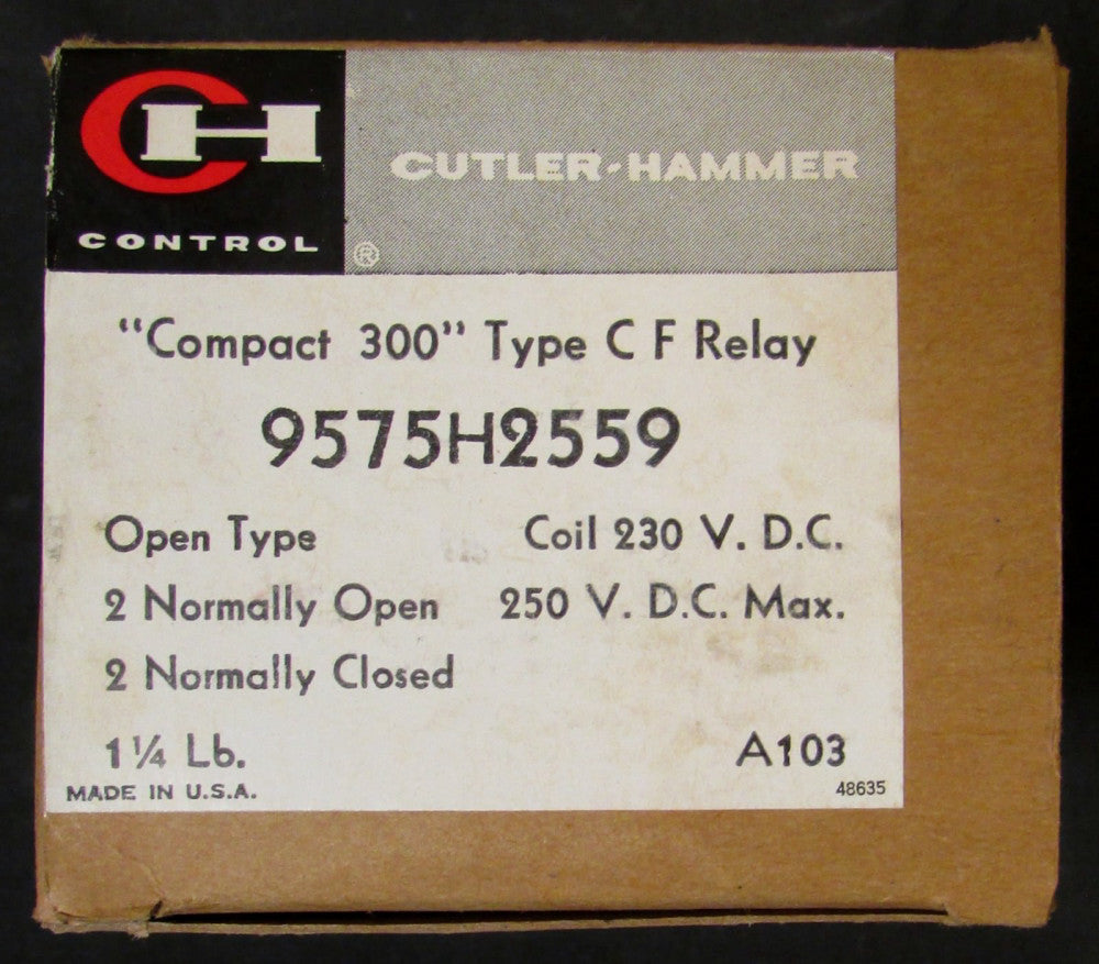 CUTLER HAMMER 9575H2559 4 Pole 2 NO 2 NC 230V DC Compact 300 Type CF Relay