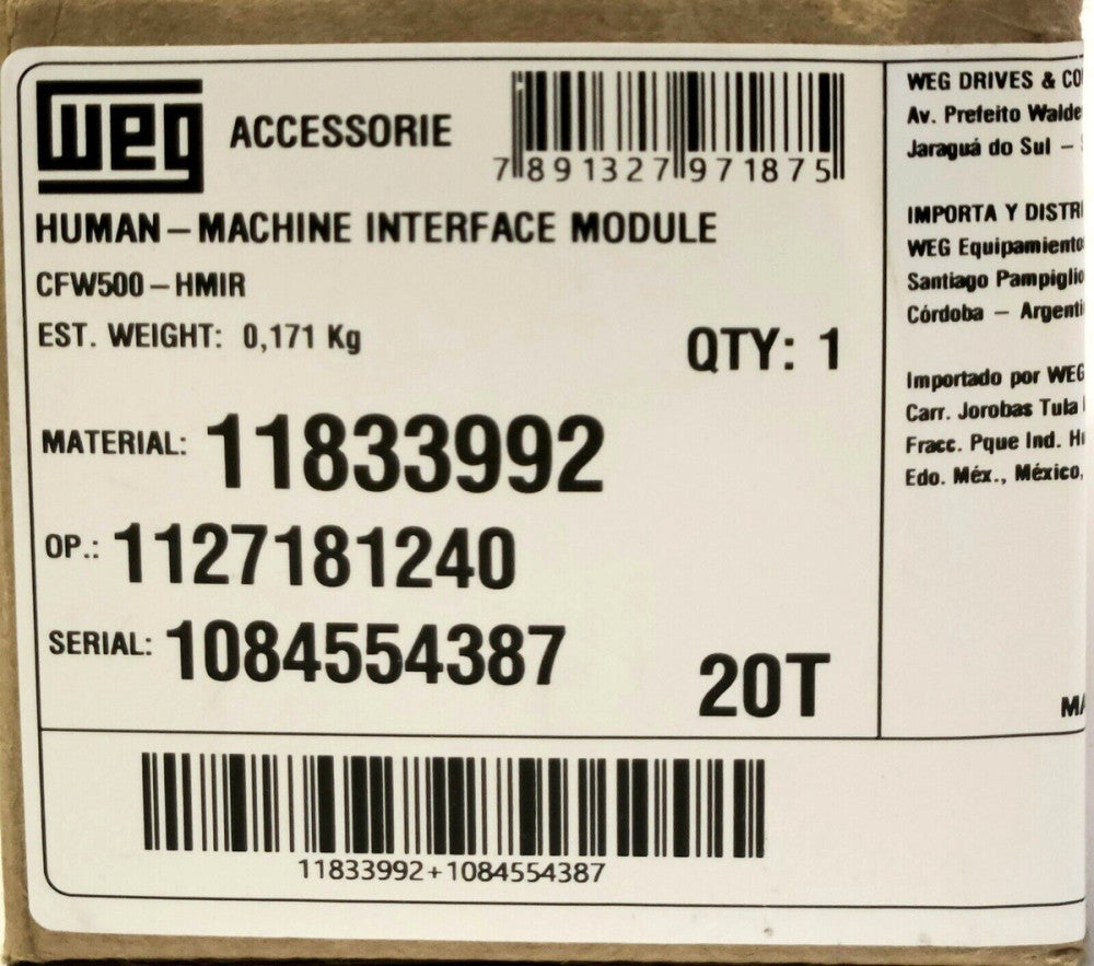 WEG 11833992 CFW500 HMIR Human Machine Interface Module Drive Controller Keypad