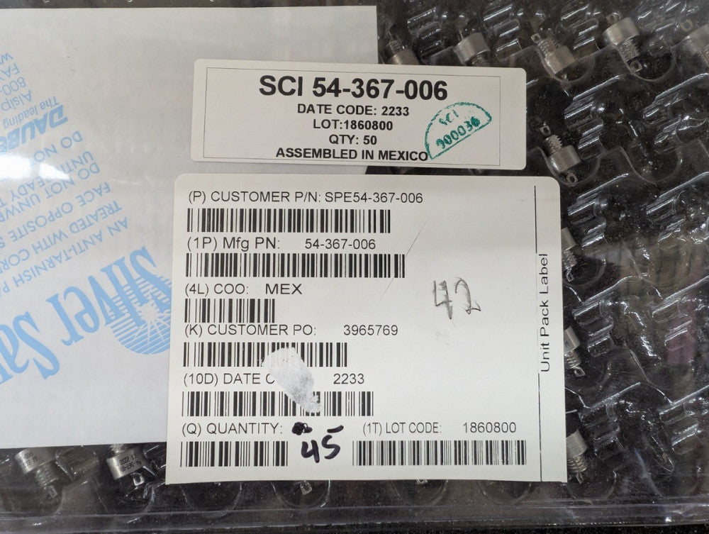 New, Spectrum Control, 54-367-006, EMI Feedthrough Filters 15A .25uF 1/4-28