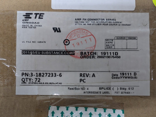 New, AMP/Tyco, 3-1827233-6, CONN PLUG VERTICAL 440POS