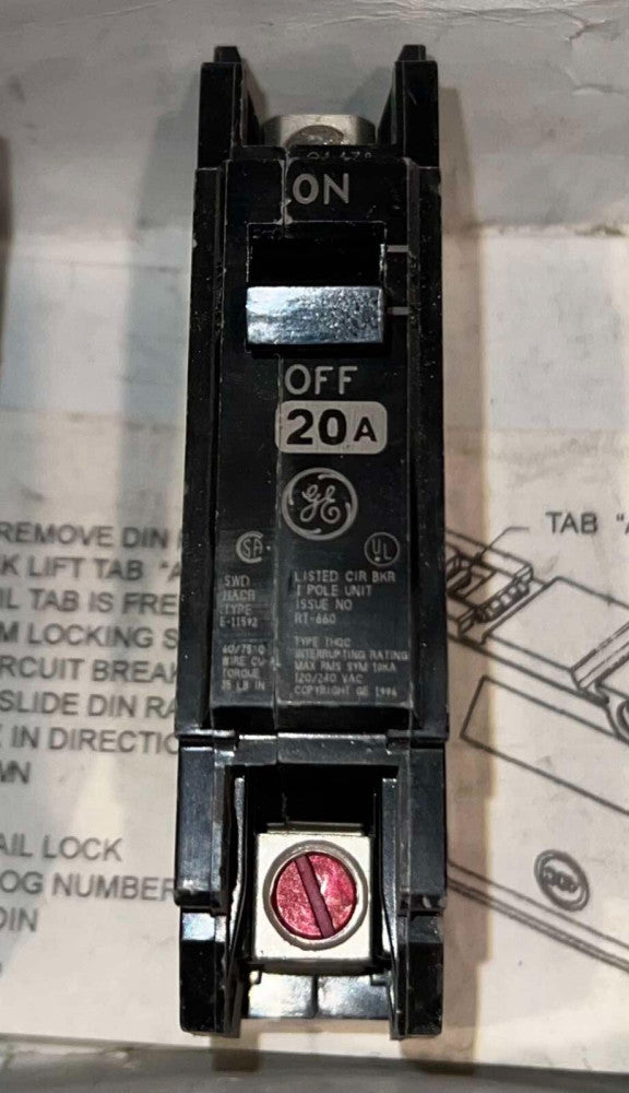 GENERAL ELECTRIC THQC1120WL Circuit Breaker 1 Pole 20 Amp 120/240VAC