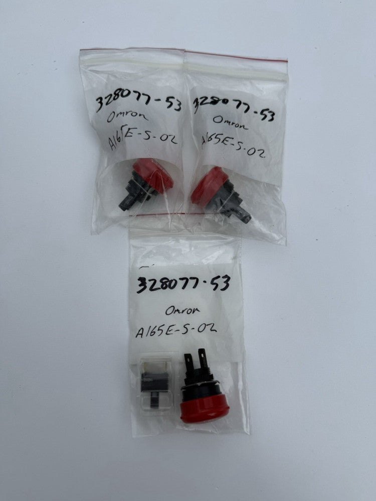 Lot of 3 - Omron A165E-S-02 Red Emergency Stop Push Button  - Unused