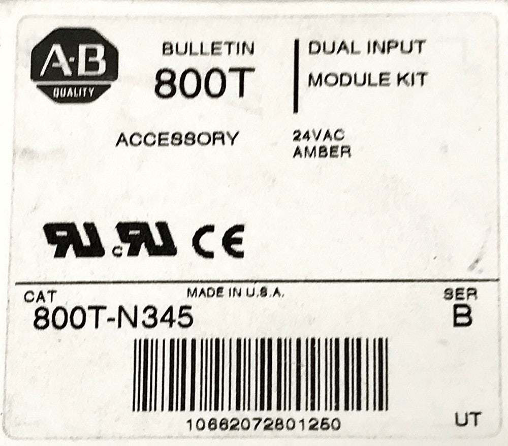 ALLEN BRADLEY 800T N345 Amber Dual Input Module Kit W 24 VAC VDC Amber Bulb Lamp