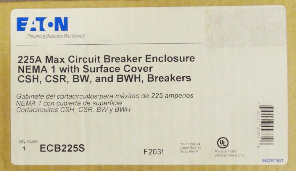 EATON CUTLER HAMMER Nema 1 225A CSH CSR BW BWH Circuit Breaker Enclosure ECB225S