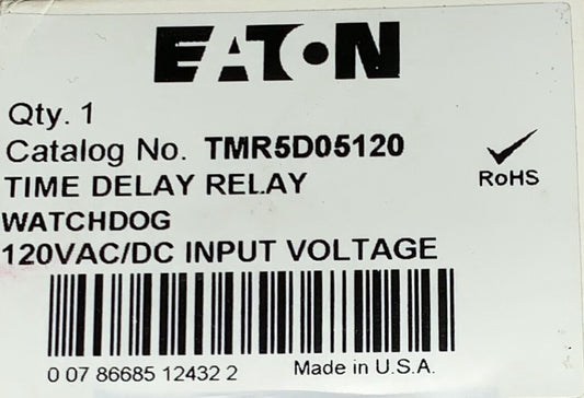 EATON TMR5D05120 Time Delay Relay Watch Dog Timer 120 VAC .1-10 Second