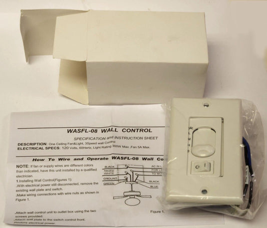 CHUNGEAR WASFL 08 CEILING FAN & Light Control Switch 3 Speed 120 VAC 300 Watt
