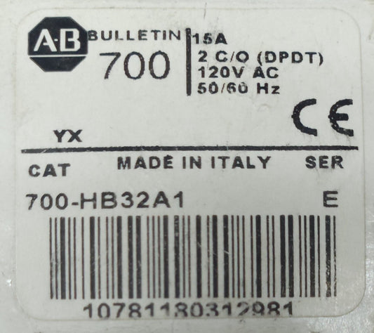 ALLEN BRADLEY 700 HB32A1 Control Relay 8 Pin 15A 30 VDC
