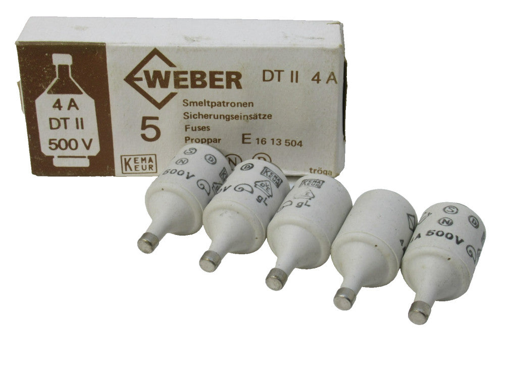 (NEW - Box of 5) WEBER DT II 4A 500V Fuse