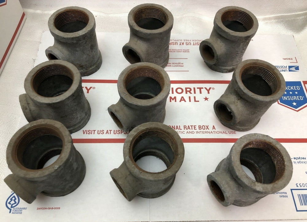Galvanized Galv tee female mall reducing, 1-1/2 x 1-1/2 x 3/4 in