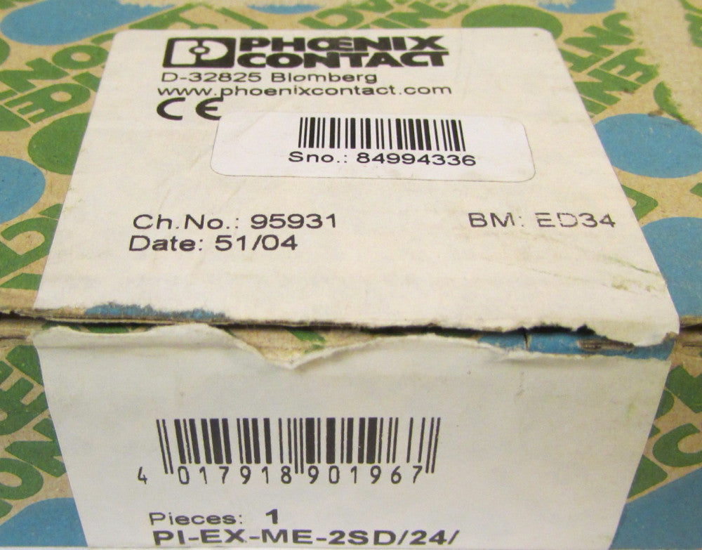 PHOENIX CONTACT PI EX ME 2SD 24  Solenoid Driver Control Module  PI-EX-ME-2SD/24